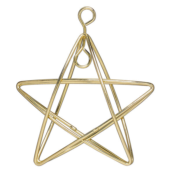 Wire frame, gold-finished steel, 2-1/2 x 2-1/2 inch star. Sold individually. image number 0