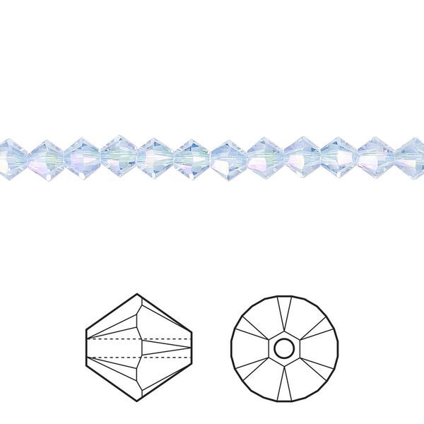 Bead 1440pk light sapphire shimmer 2X, Swarovski® 4mm XILION bicone 5328 image number 0