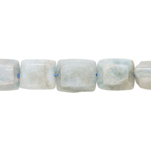 Aquamarine 1pkg1, puffed rectangle bead 15 inch 10x8mm-12x11mm image number 0