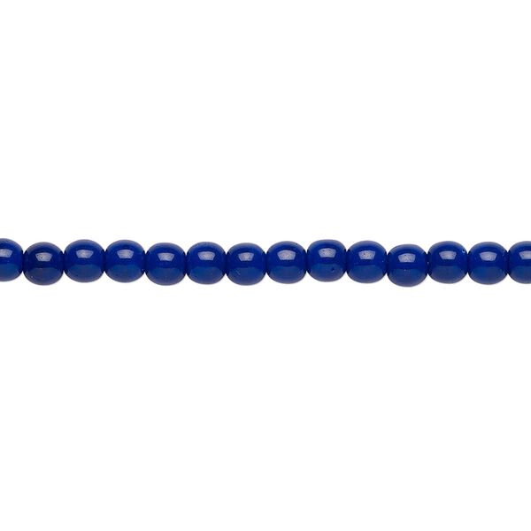 Bead, Czech glass druk, opaque dark blue, 4mm round. Sold per 15-1/2" to 16" strand. image number 0