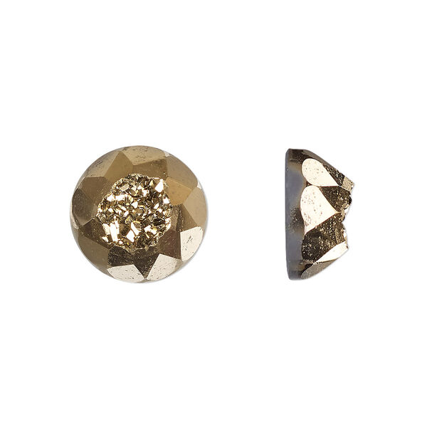 Druzy agate 1pkg1, hand-cut calibrated faceted round cab B grade, 12mm image number 0