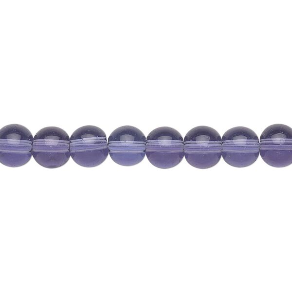 Bead, glass, violet, 6mm round. Sold per 36-inch strand. image number 0