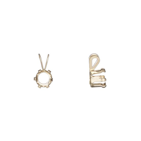 Pendant, Snap-Tite®, 14Kt gold, 6-7mm 6-prong round setting. Sold individually. image number 0