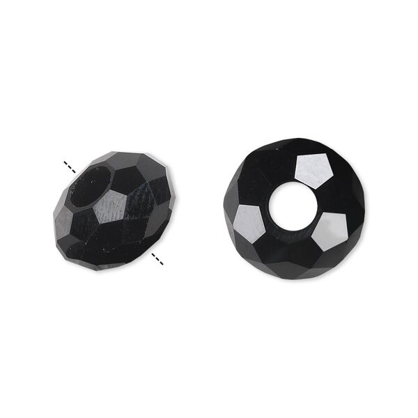 Bead 12pk 32 facets black, Celestial Crystal® Dione® 14x8mm rondelle image number 0