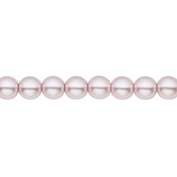 Bead, Czech pearl-coated glass druk, opaque light mauve, 6mm round. Sold per 15-1/2" to 16" strand. image number 0