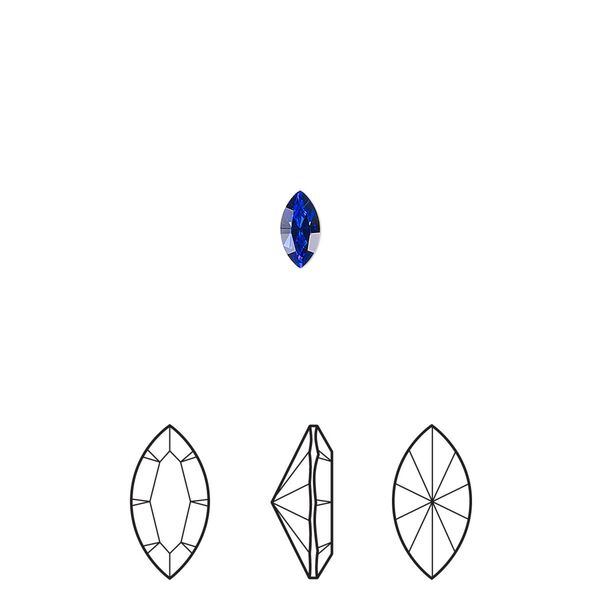 Fancy stone 6pk majestic blue foil back, Crystal Passions® 6x3mm navette 4228 image number 0