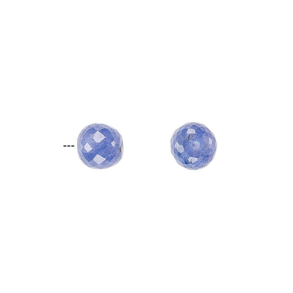 Bead, tanzanite (heated), 6mm half-drilled faceted round, B grade, Mohs hardness 6 to 7. Sold individually. image number 0