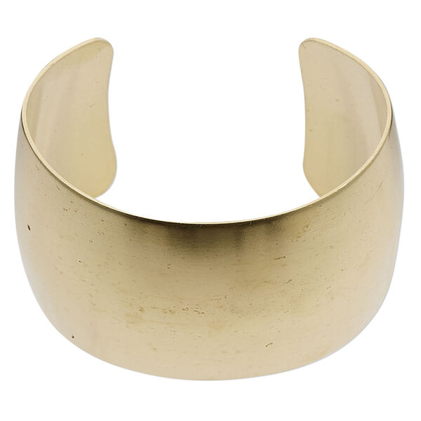 Bracelet, cuff, raw brass, 1-1/2-inch wide, domed, adjustable from 6-1/2 to 7-inches. Sold individually. image number 0