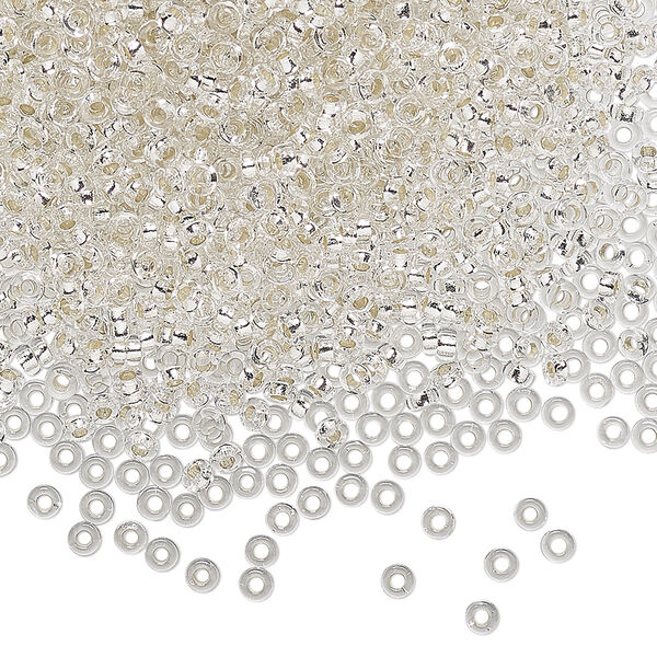 Seed bead, Miyuki, glass, pkg/10g, 2.2x1mm spacer rondelle, transparent silver-lined clear, (SPR2.2-1). image number 0
