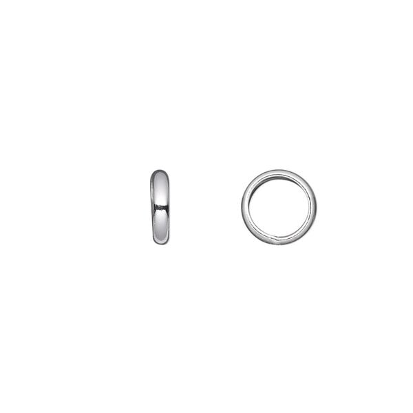 Jump ring, sterling silver, 8mm soldered round, 5.5mm inside diameter, 12 gauge. Sold per pkg of 10. image number 0