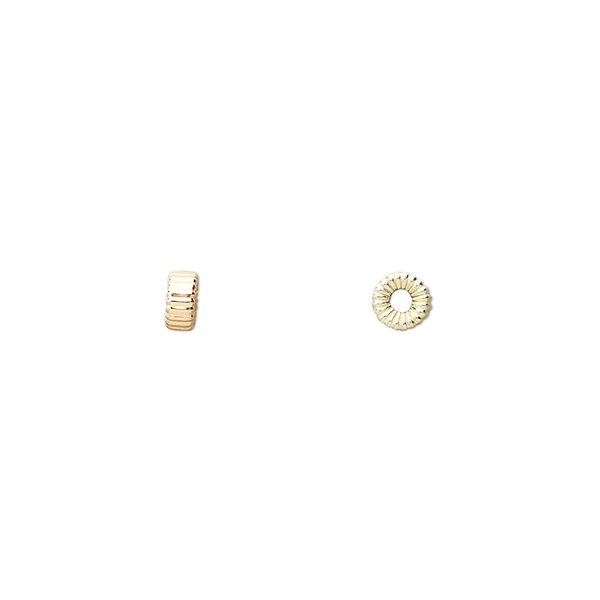 Bead, 14Kt gold-filled, 4x2mm corrugated rondelle. Sold per pkg of 4. image number 0