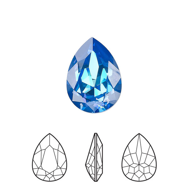 Fancy stone 1pk crystal royal blue DeLite, Crystal Passions® 18x13mm pear 4320 image number 0