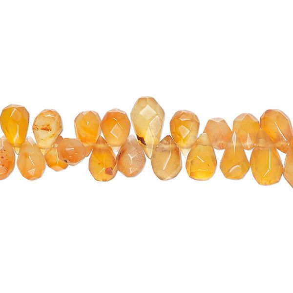 Carnelian 1pkg1, hand-cut top-drilled faceted teardrop bead 14 inch 7x4mm-9x5mm image number 0