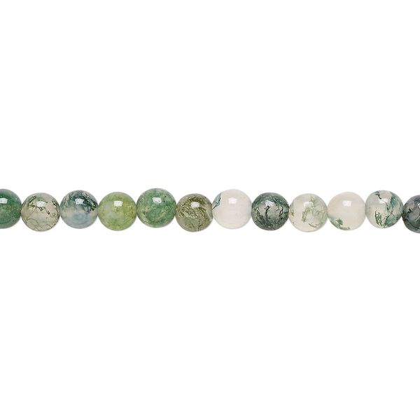 Moss agate 1pkg1, round bead natural 15.5-16 inch 4mm image number 0