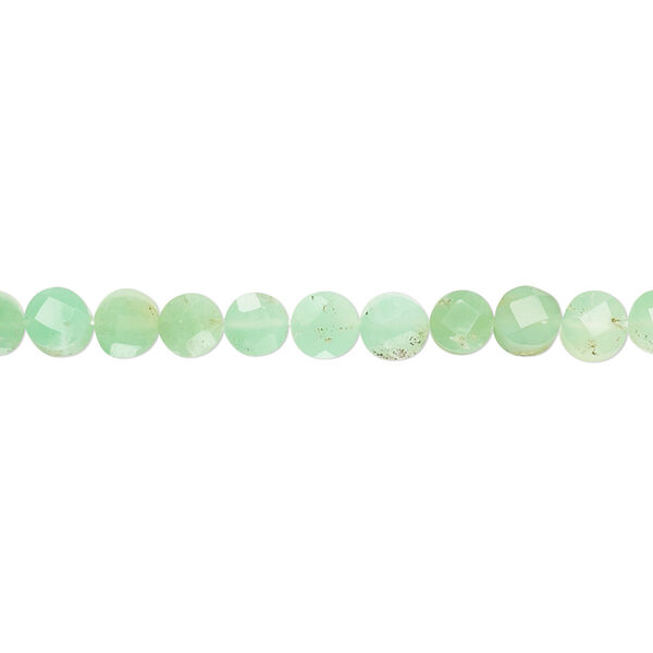 Bead, chrysoprase (natural), shaded, 3-5mm hand-cut faceted flat round, B- grade, Mohs hardness 6-1/2 to 7. Sold per 14-inch strand. image number 0