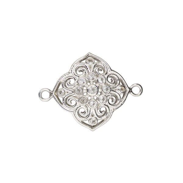 Link sterling silver white topaz 1pk 19mm filigree, 13 hand-cut faceted round stones, natural image number 0