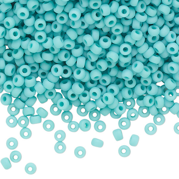 Seed bead, Miyuki, glass, pkg/50g, #8 rocaille, opaque matte sea opal, (RR-412L/F). image number 0