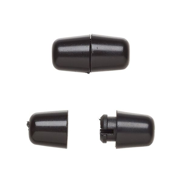 Clasp, breakaway, polyoxymethylene, black, 18.5x9mm barrel. Sold per pkg of 50. image number 0