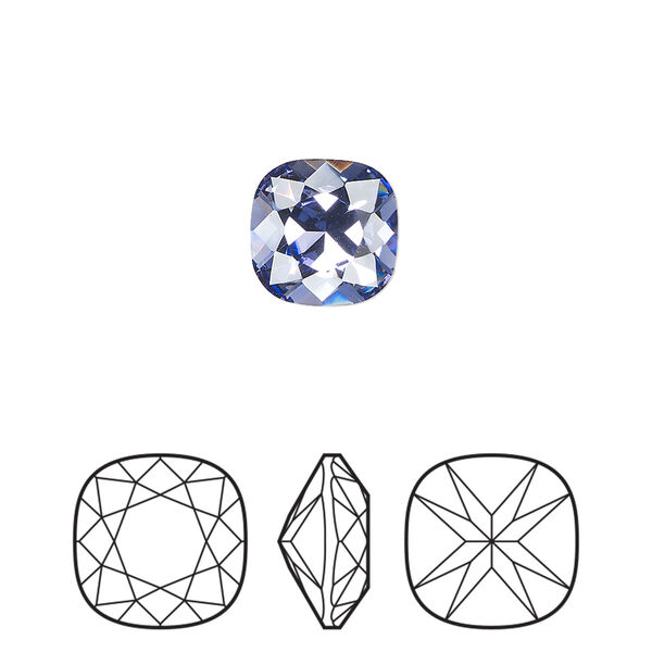 Fancy stone 2pk tanzanite foil back, Preciosa MAXIMA Czech crystal rhinestone 10mm cushion square image number 0