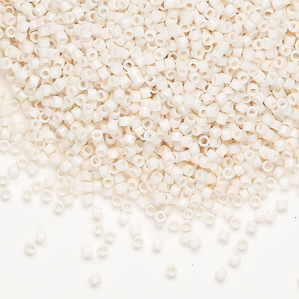 Seed bead, Delica®, glass, pkg/7.5g, #11 round, opaque glass enamel bisque white (DB-1490-1). image number 0