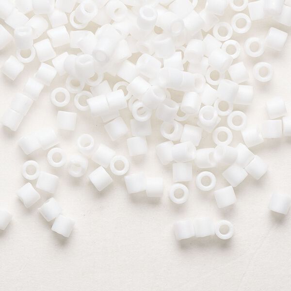 Seed bead, Delica®, glass, pkg/7.5g, #8 round, opaque matte rainbow chalk white (DBL-0351). image number 0