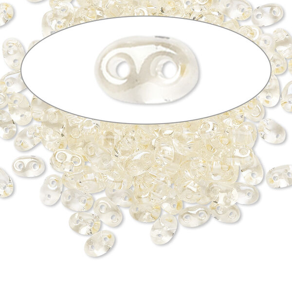 Seed bead, Preciosa Twin™ Czech glass, pkg/50g, 5x2.5mm oval, transparent blond flare clear, (20200). image number 0