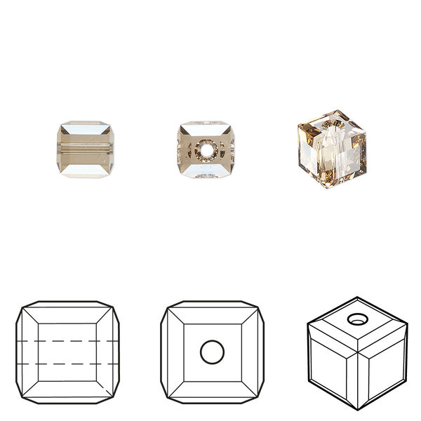 Bead 144pk crystal golden shadow, Swarovski® 6mm cube 5601 image number 0