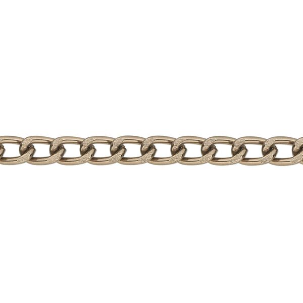 Chain, anodized aluminum, bronze, 4mm curb. Sold per pkg of 25 feet. image number 0