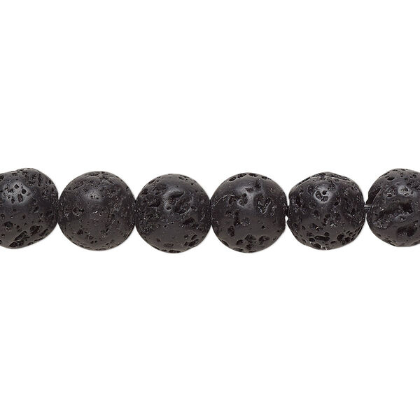 Black lava 1pkg10, round bead 8mm image number 0