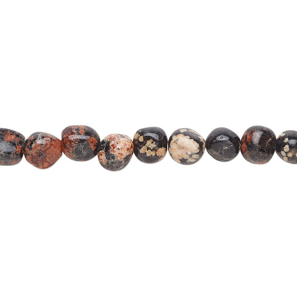Red snowflake jasper 1pkg1, pebble bead natural 8 inch small image number 0
