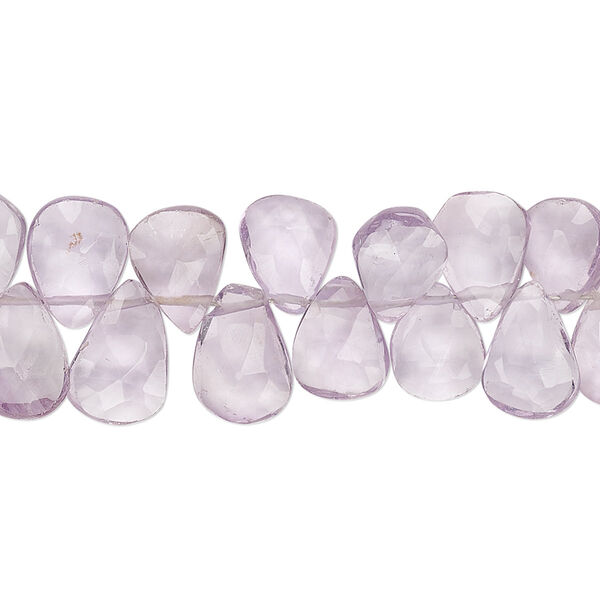 Lavender amethyst 1pkg1, hand-cut top-drilled faceted puffed teardrop bead natural 8 inch 8x7mm-11x8mm image number 0