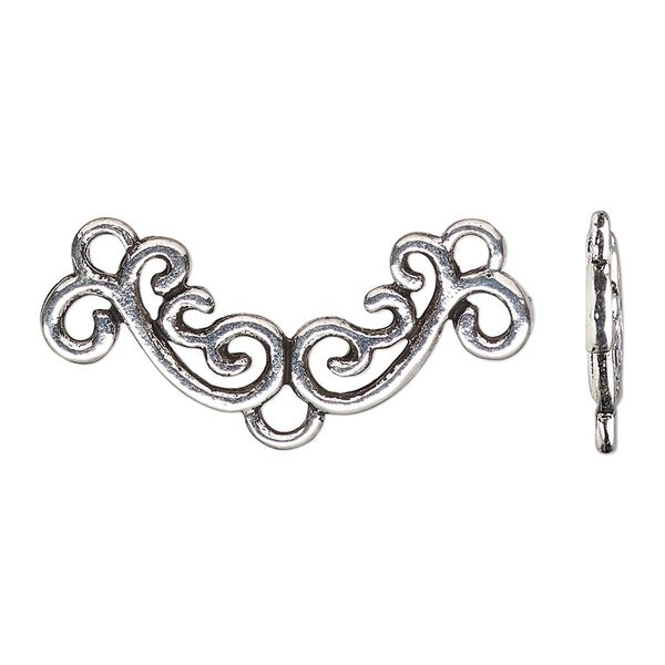 Focal, antique silver-finished "pewter" (zinc-based alloy), 33x15.5mm double-sided with closed loop. Sold per pkg of 10. image number 0