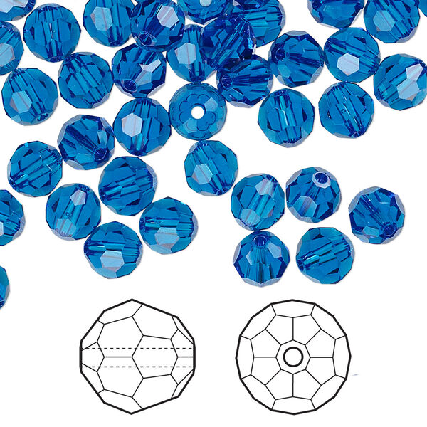 Bead 144pk Capri blue, Crystal Passions® 6mm round 5000 image number 0