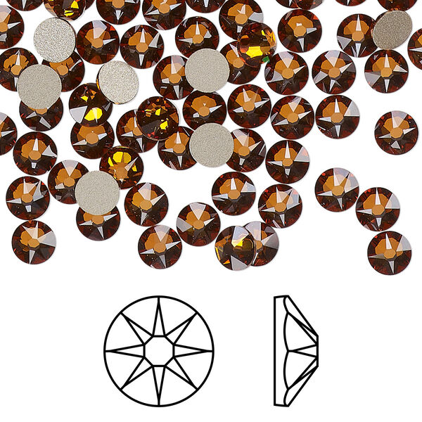 Flat back 144pk light amber foil back, Crystal Passions® 4.6-4.8mm rose round SS20 2088 image number 0