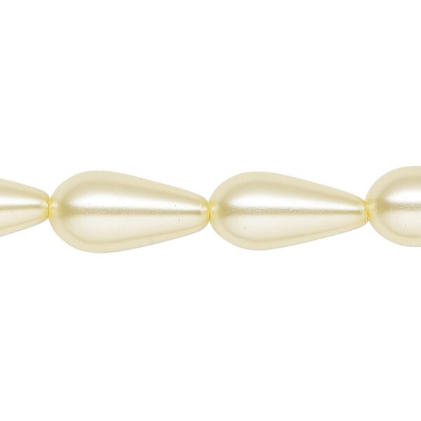 Pearl 1pk ivory, Celestial Crystal® 15x8mm teardrop 15.5-16 inch image number 0