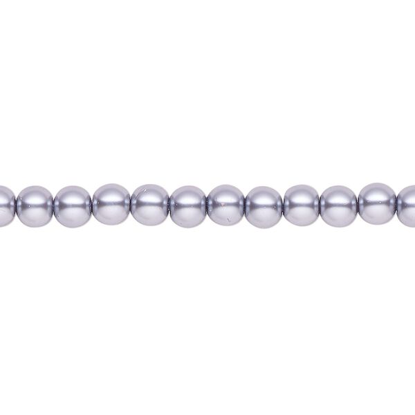 Pearl 2pk pewter, Celestial Crystal® 4mm round 15.5-16 inch image number 0