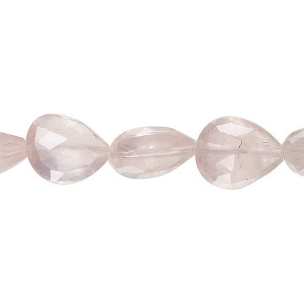 Rose quartz 1pkg1, hand-cut faceted puffed teardrop bead natural 7 inch 12x10mm-16x11mm image number 0