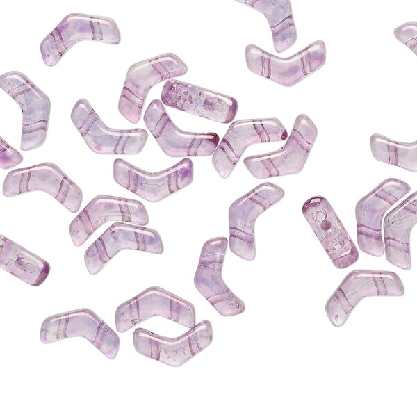 Bead, Preciosa, Czech pressed glass, transparent amethyst, 8.5x4.5mm double-drilled chevron. Sold per pkg of 30. image number 0