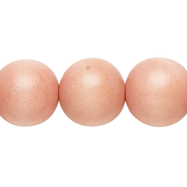 Bead, Taiwanese cheesewood (dyed / waxed), light orange, 15-16mm round. Sold per 15-1/2" to 16" strand. image number 0