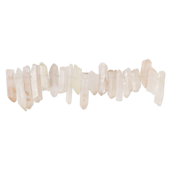 Peach quartz 1pkg1, hand-cut top-drilled point bead natural C grade, 4 inch 15x4mm-28x6mm image number 0