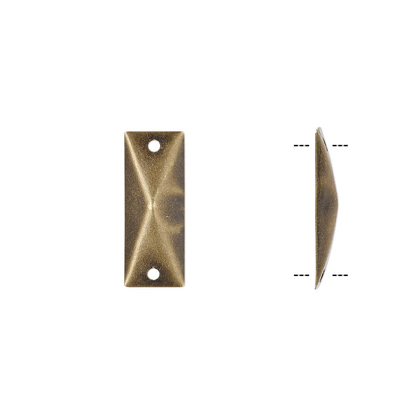 Link, antique brass-plated brass, 18x7mm rectangle with hollow back. Sold per pkg of 100. image number 0