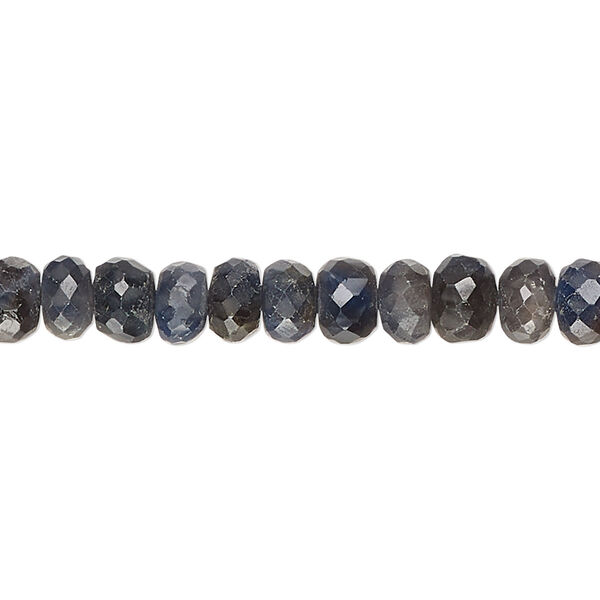 Blue-grey sapphire 1pkg1, hand-cut faceted rondelle bead 14 inch 6x3mm-7x5mm image number 0