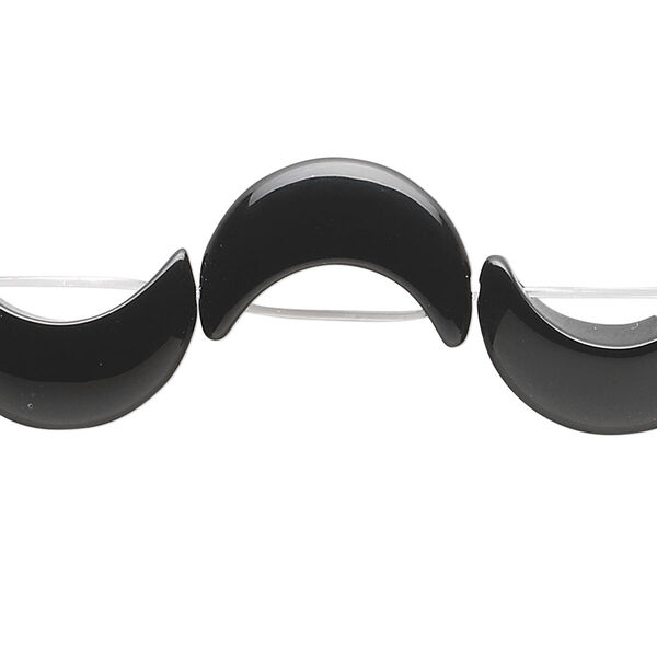 Black onyx 1pkg12, top-drilled moon bead B grade, 18x12mm image number 0
