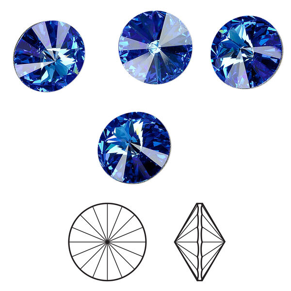 Chaton 144pk sapphire foil back, Swarovski® 14mm rivoli 1122 image number 0