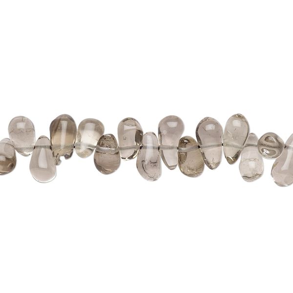Smoky quartz 1pkg1, hand-cut top-drilled teardrop bead 14 inch 6x4mm-10x5mm image number 0