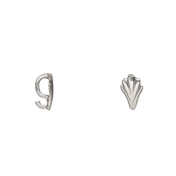 Pendant bail, antiqued sterling silver, 9x5.5mm with hidden loop. Sold per pkg of 4. image number 0