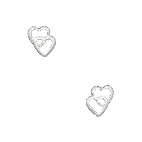 Drop, sterling silver, 10x9mm two-hearts. Sold per pair. image number 0
