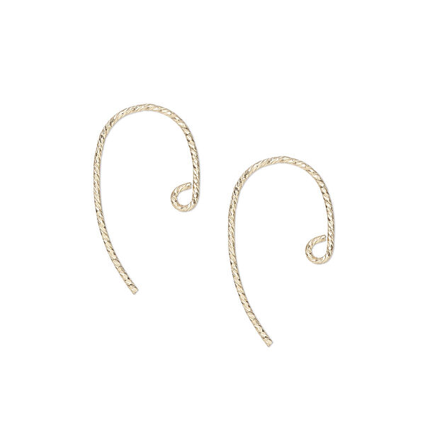 Ear wire, 14Kt gold-filled, 12mm diamond-cut oval fishhook with open loop, 20 gauge. Sold per pair. image number 0