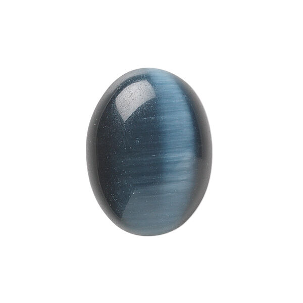 Cabochon, cat's eye glass (fiber optic glass), black, 8x6mm calibrated oval, quality grade. Sold per pkg of 10. image number 0