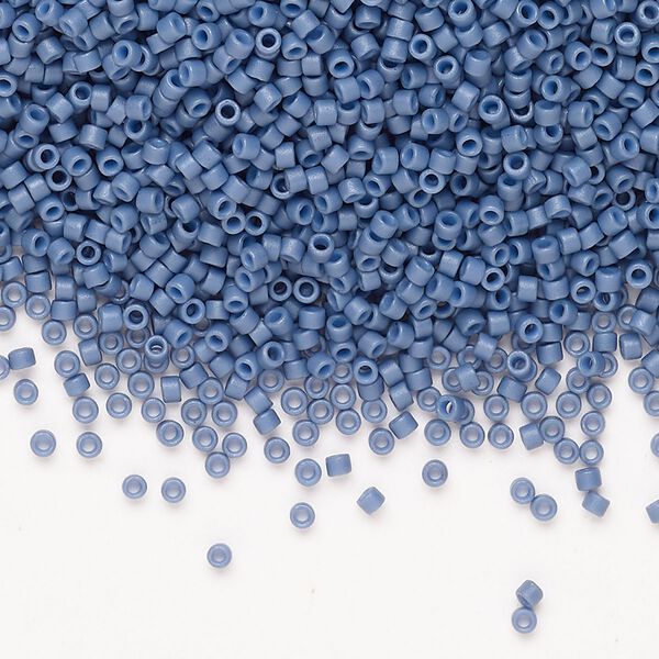 Seed bead, Miyuki Delica®, glass, pkg/50g, #11 round, opaque matte glazed luster navy blue. image number 0